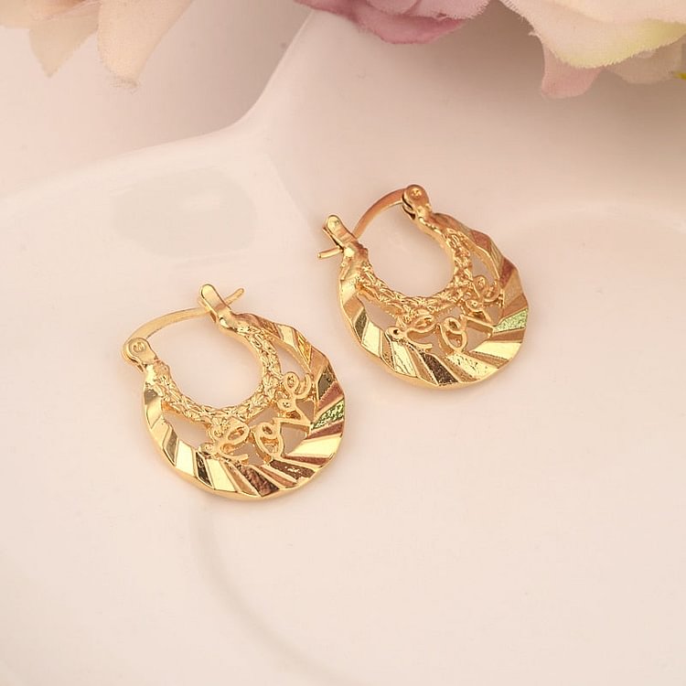 24k 1pairs Romantic Gold color  Fashion Earrings Jewelry Women Earrings