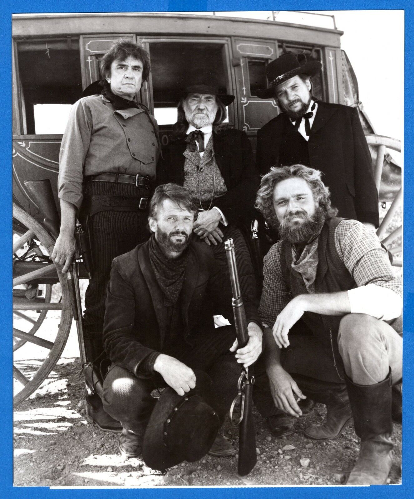 JOHNNY CASH WILLIE NELSON KRIS KRISTOFFERSON JOHN SCHNEIDER 7x9 Photo Poster painting STAGECOACH