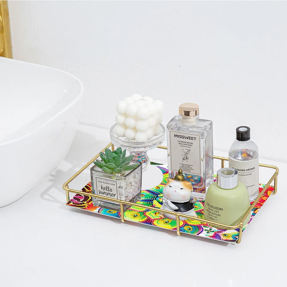 DIY Mandala Pattern Acrylic Special Shaped 5D Diamond Painting Tray Art Craft Decor(28*19*5cm)