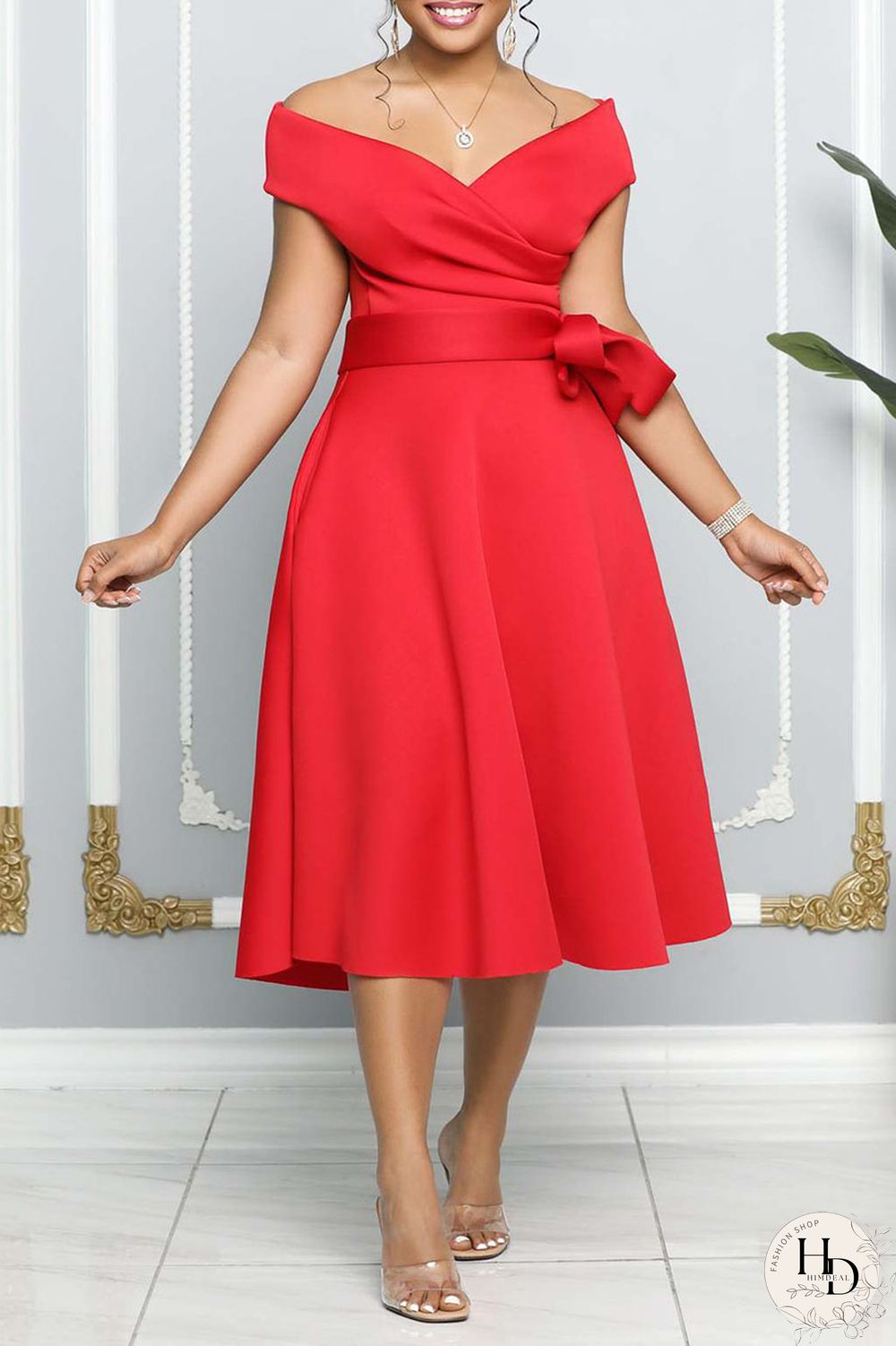 White Elegant Solid Patchwork Off the Shoulder A Line Dresses