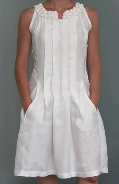 Solid Casual V Neck Cotton Knitting Dress
