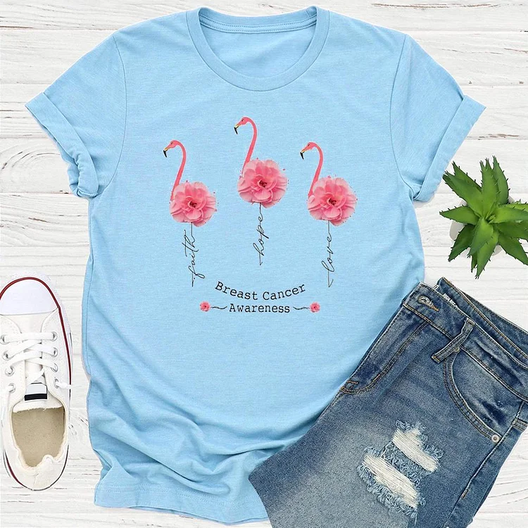 Flamingos Breast Cancer Awareness T-Shirt Tee --Annaletters