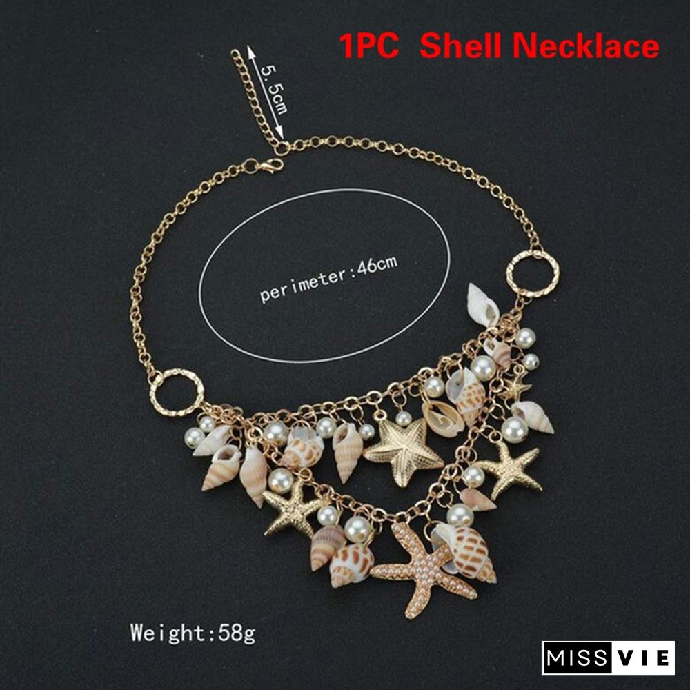 Ladies Fashion Beach Wind Starfish Wild Shell Necklace Shell Bracelet