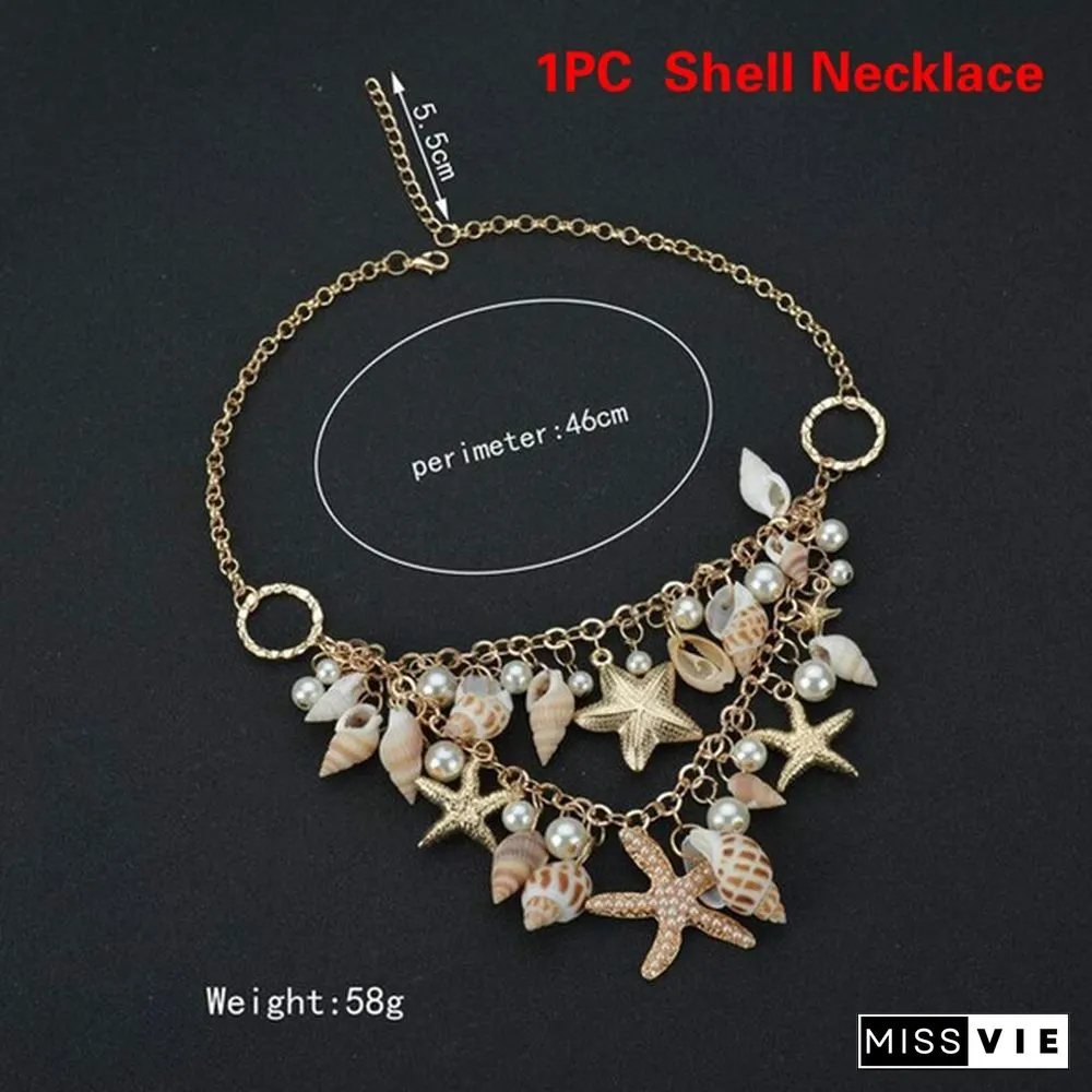 Ladies Fashion Beach Wind Starfish Wild Shell Necklace Shell Bracelet