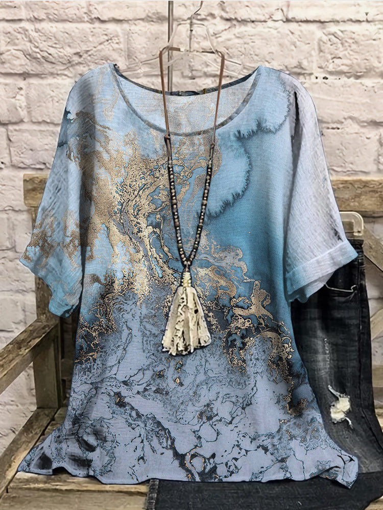 Women Long Sleeve V-neck Graphic Floral Printed Top