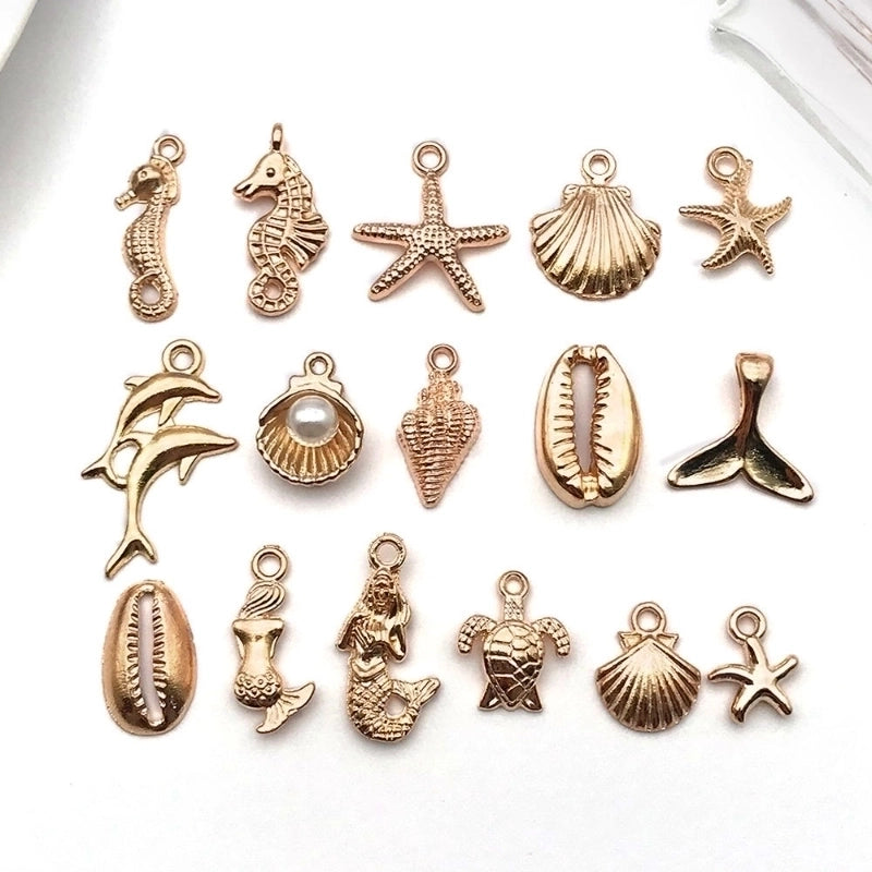 1 Piece 10*13mm 12 * 14mm 6.5*16mm Alloy Pearl Dolphin Mermaid Fish Tail Jewelry Accessories Pendant