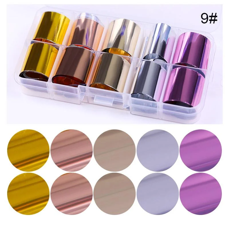 Flower Nail Art Transfer Foil Sticker Mable Series Paper Wraps Adhesive Decals Nails Decoration Accessories For Nails DIY Design-Nail Inspo