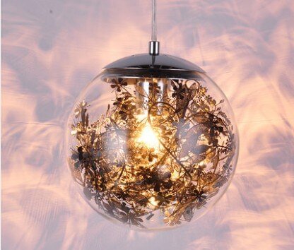 Transparent glass ball chandelier, Nordic, modern, minimalist bedroom, romantic personality, entrance restaurant, Wednesday coff
