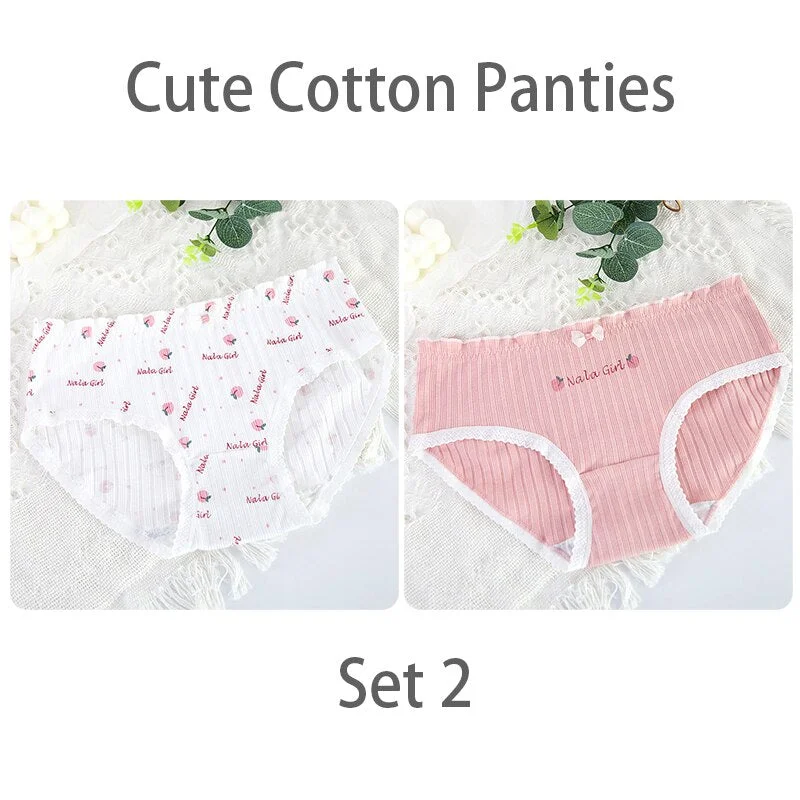 FINETOO Women's Sexy Lace Thongs G-string Underwear Cute Panties Briefs For Ladies T-back lingerie Cartoon Girls Pink Panty