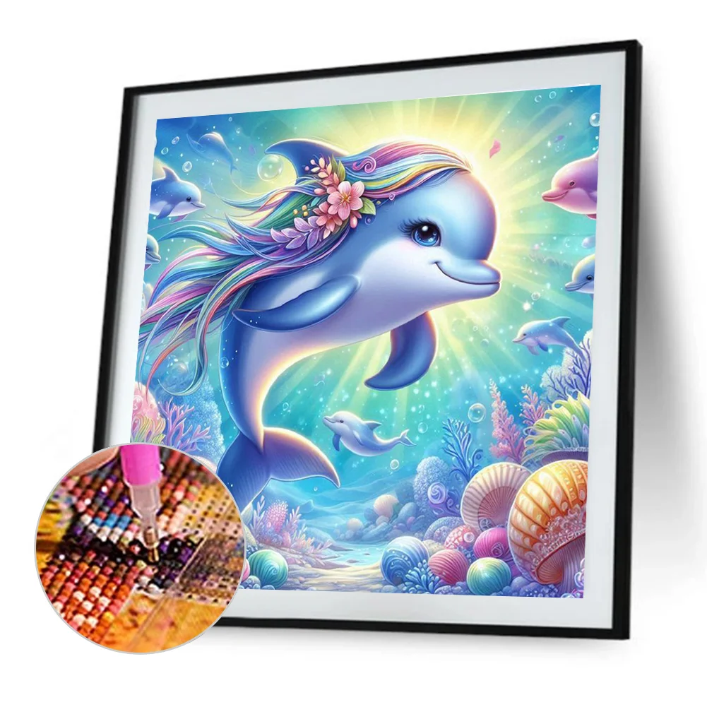 Diamond Painting - Full Round Drill - Dolphin(Canvas|40*40cm)