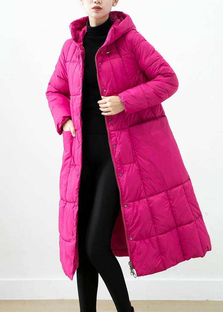 Italian Rose Hooded Pockets Fine Cotton Filled Puffer Jacket Winter