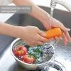 304 Stainless Steel Rice Strainer Drain Basket Slanted Bottom Basin Strainer Kitchen Colander