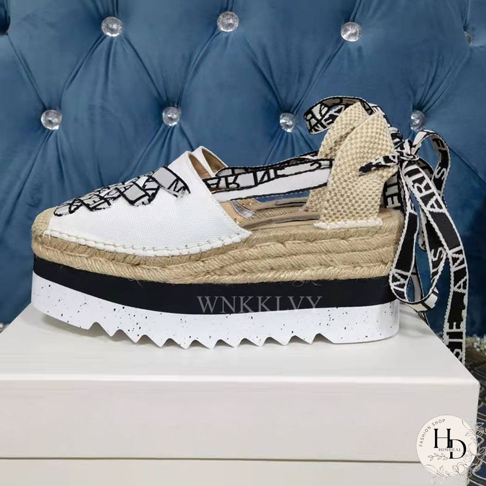 Flat Platform Denim Cloth Sandals Women Thick Sole Mixed Color Ankle Strappy Sandalias