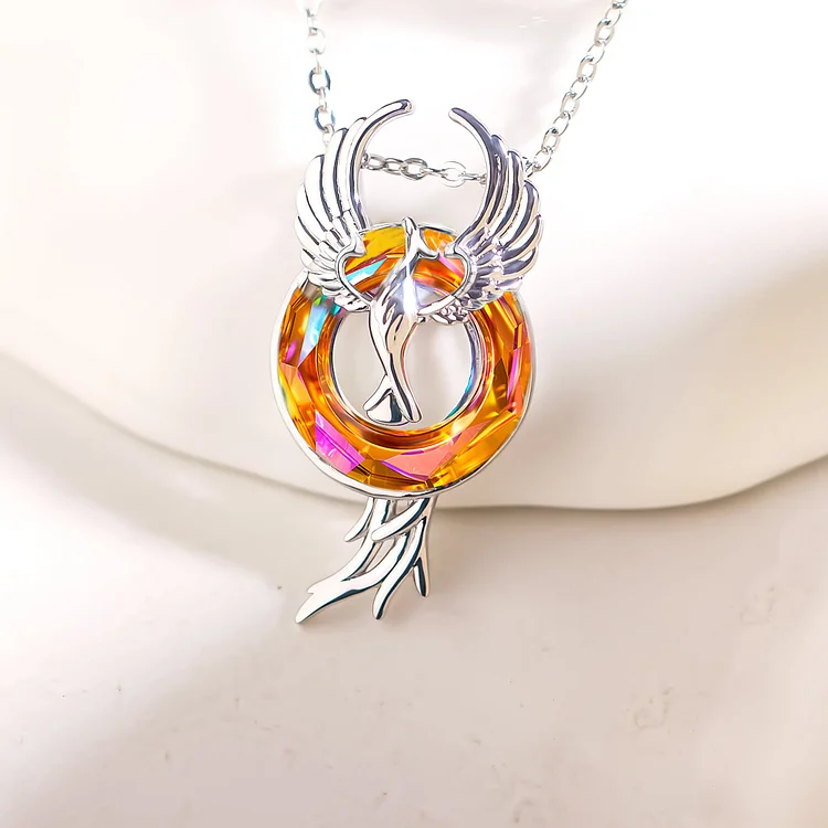 For Self - S925 I Had Fire in My Soul Wing Phoenix Crystal Necklace