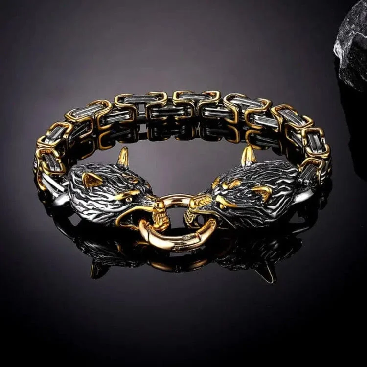 Coutureaura Nordic Geri And Freki Wolves Bracelet
