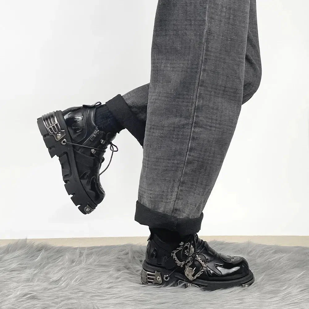 Brownm Fire Chunky Platform Shoes