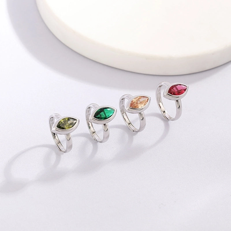 White Gold Plated 925 Sterling Silver Zircon Geometric Open Rings