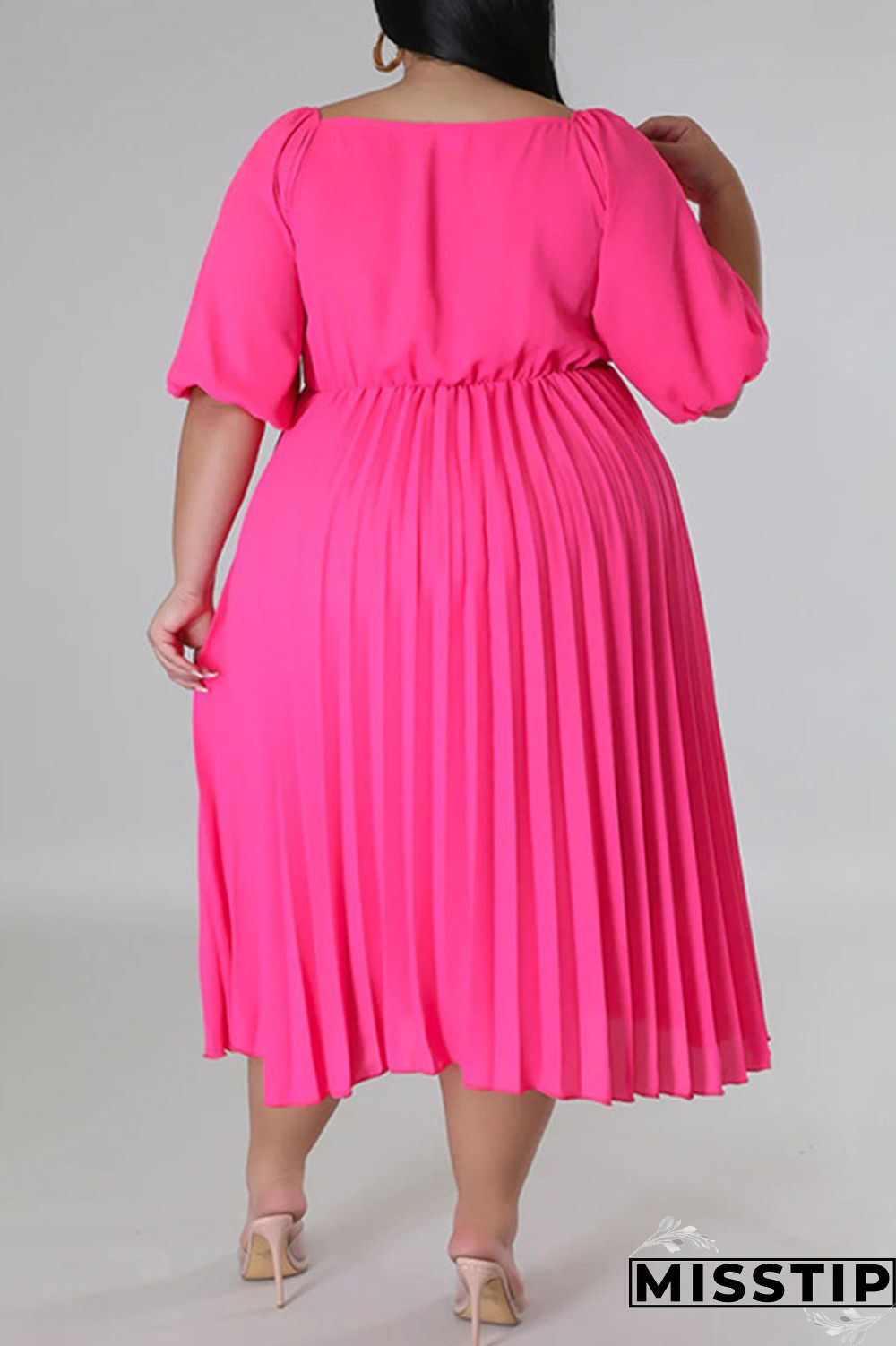 White Casual Solid Patchwork Fold V Neck Straight Plus Size Dresses