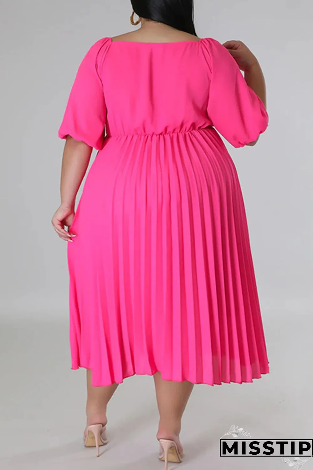 White Casual Solid Patchwork Fold V Neck Straight Plus Size Dresses