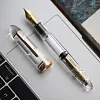 P140 Piston Fountain Pen &ndash; Transparent Resin Body | Size 8 Fine/Medium Nib | Brass Piston System | Pen Case