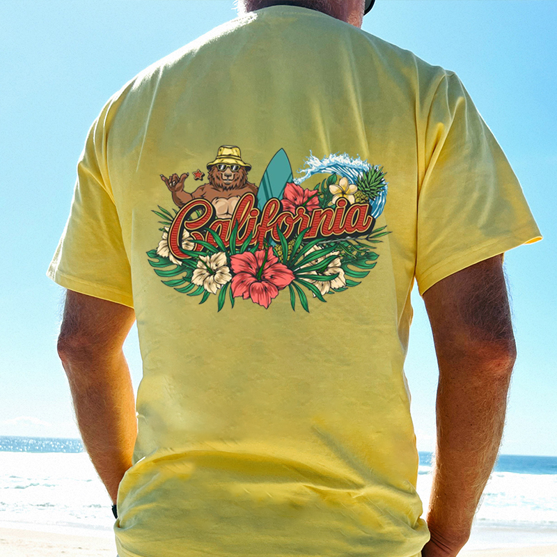 Unisex Surf Print Beach Vacation Retro Vintage T-shirt / [blueesa] /