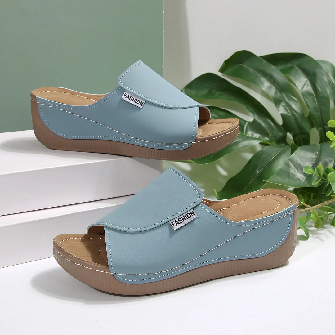 Breakj Breakj Thick-Bottomed Casual Slippers Women 2025 New One-Word Fashion Simple Time Fish Mouth Slippers