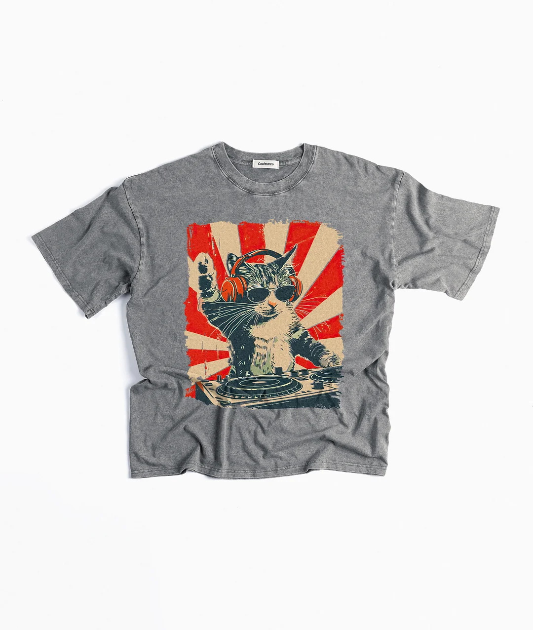 Cool DJ Cat Washed T-shirt