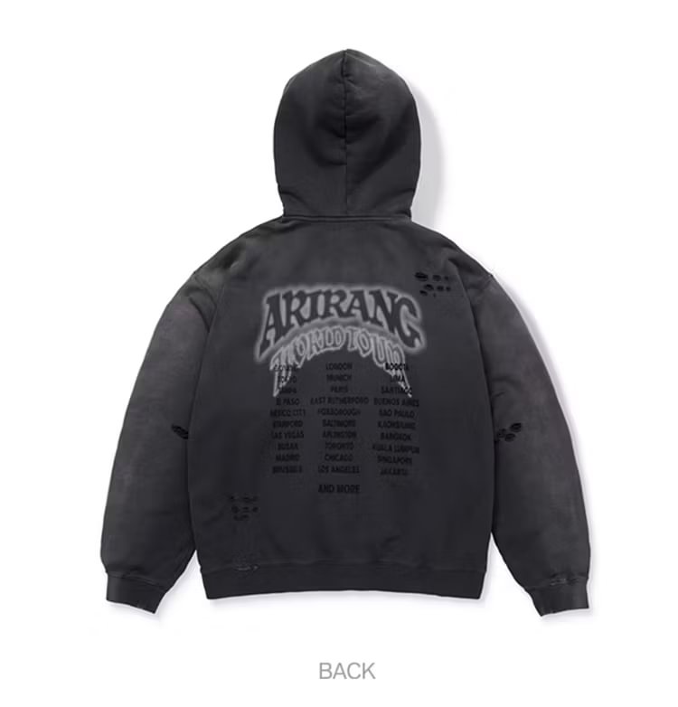BTS ARIRANG Tour Distressed Zip-Up Hoodie Black | Official Merch