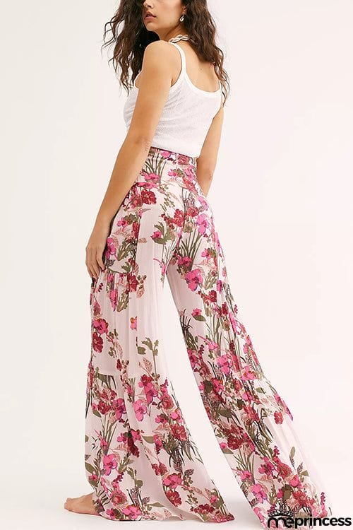 Print Belted Palazzo Pant