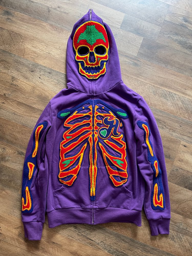 Purple Chenille Bone Hoodie