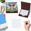 Cute Puppy Garden Wooden DIY Diamond Painting Sticky Notes Holder with 160 Blank Notepads, Round Drill, 9.8x9.8x2.4cm, Perfect for Home Office Decor and Craft Gifts