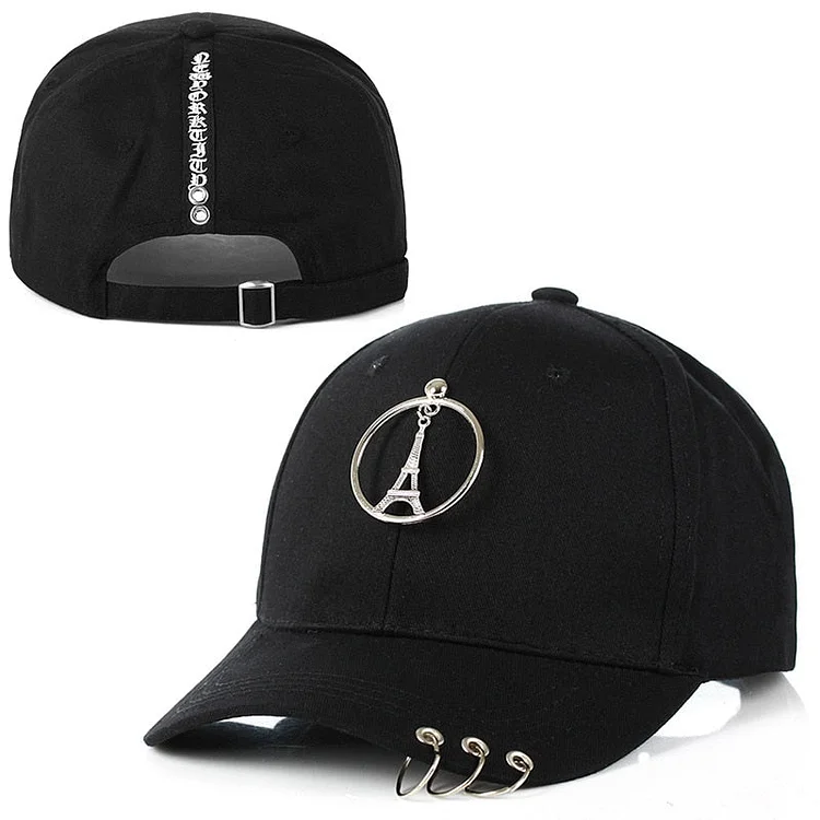 Caps with rings men black baseball caps dad hats gifts blank color women fashion white pink caps tower icon cap keys rings