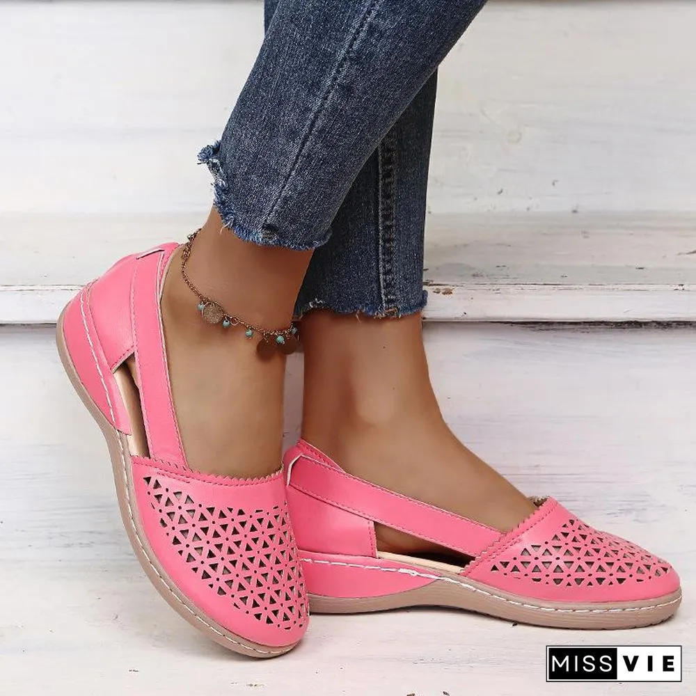 Hollow Pure Color Women Sandals