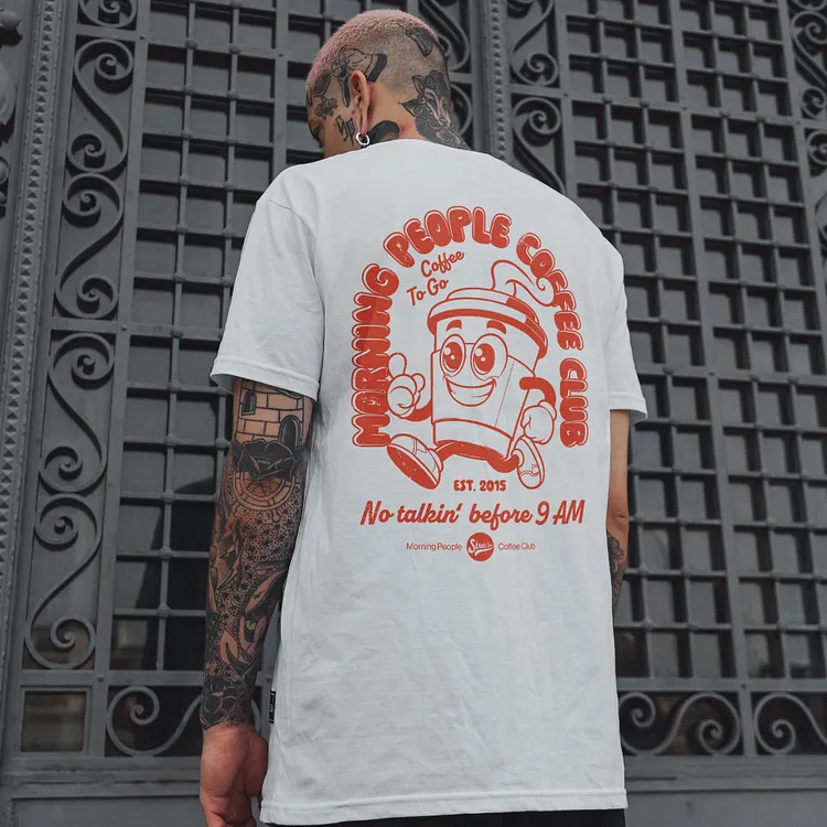 Morning People Coffee Club EST. 2015 No Talkin Before 9 AM Printed Men's T-shirt