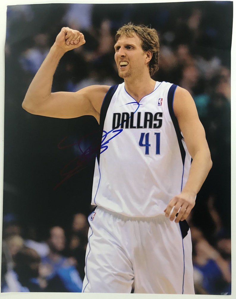 Dirk Nowitzki Signed Autographed Glossy 11x14 Photo Poster painting Dallas Mavericks - COA Matching Holograms