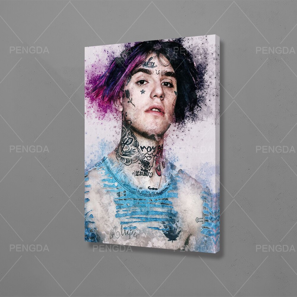 Wall Art Modular Lil Peep Man Cool Canvas Pictures Home Decor Purple Hair Cute Painting Prints Poster Living Room Cuadros Frame