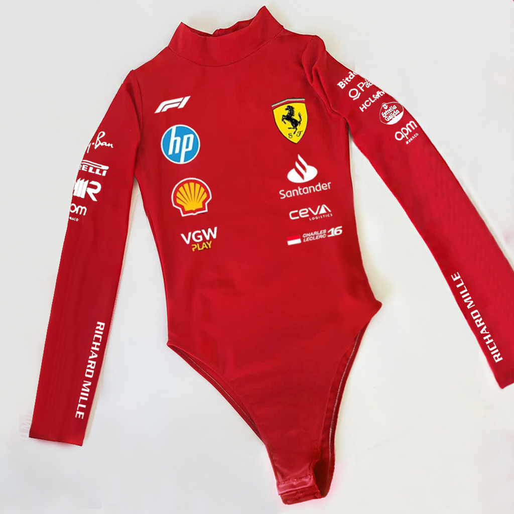 Women's Racing Team Print Slim Fit Long Sleeve One Piece Top / TECHWEAR CLUB / Techwear