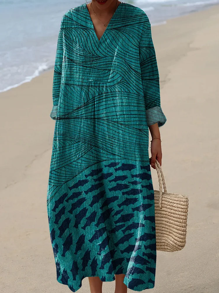 Women's Ocean and Fish Art Print Dress