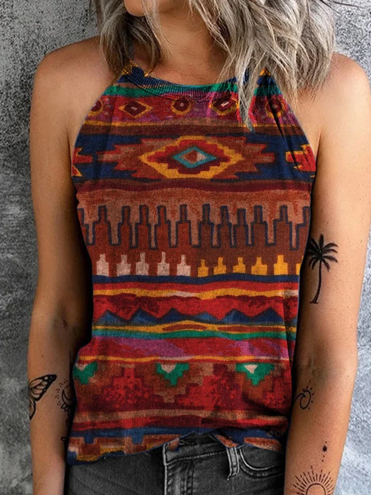 Vintage West Print Tank Tops