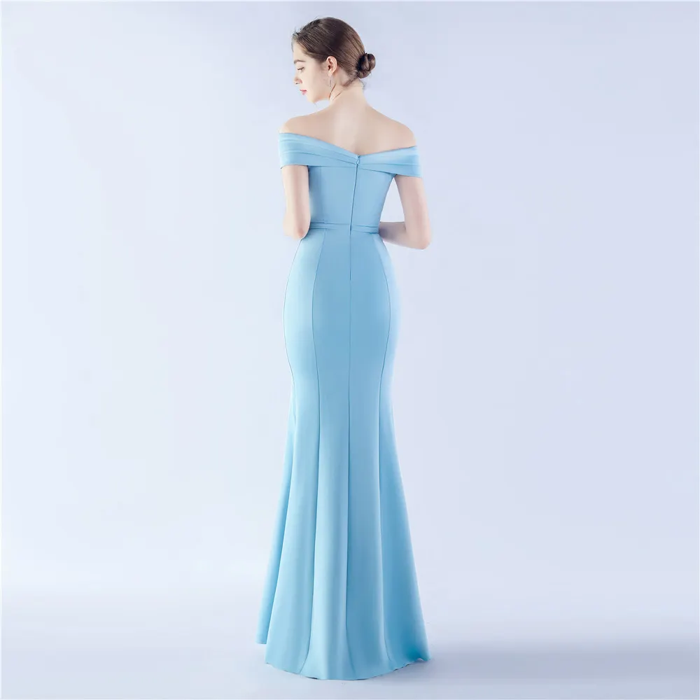 Classic Satin Off Shoulder Long Evening Dress - Elegant & Timeless - Ootddress