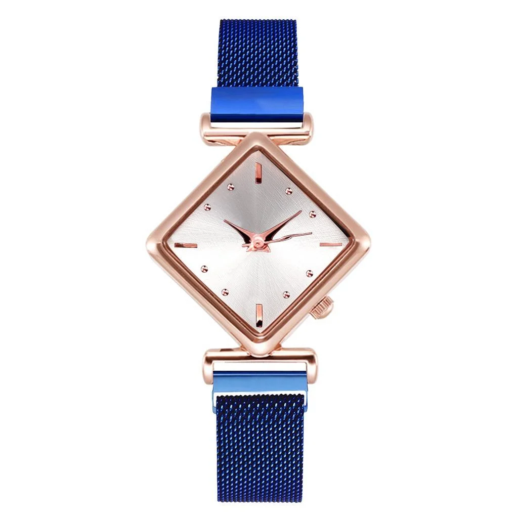 2 PCS Ladies Diamond Dial Quartz Watch, Colour: Blue