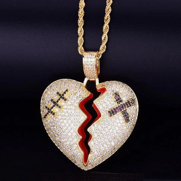 Red Color oil Broken Heart Pendant-VESSFUL