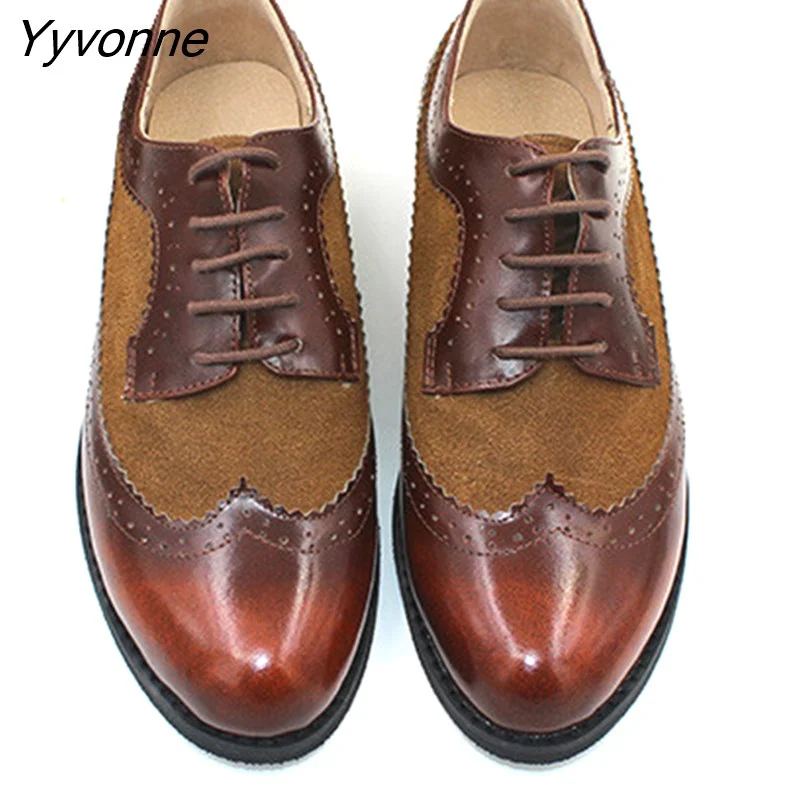Yyvonne Women's Leather Summer Platform Sneakers Flat Casual Oxford Shoes Loafers Moccasins Spring Vintage for Woman 2023 Trend New