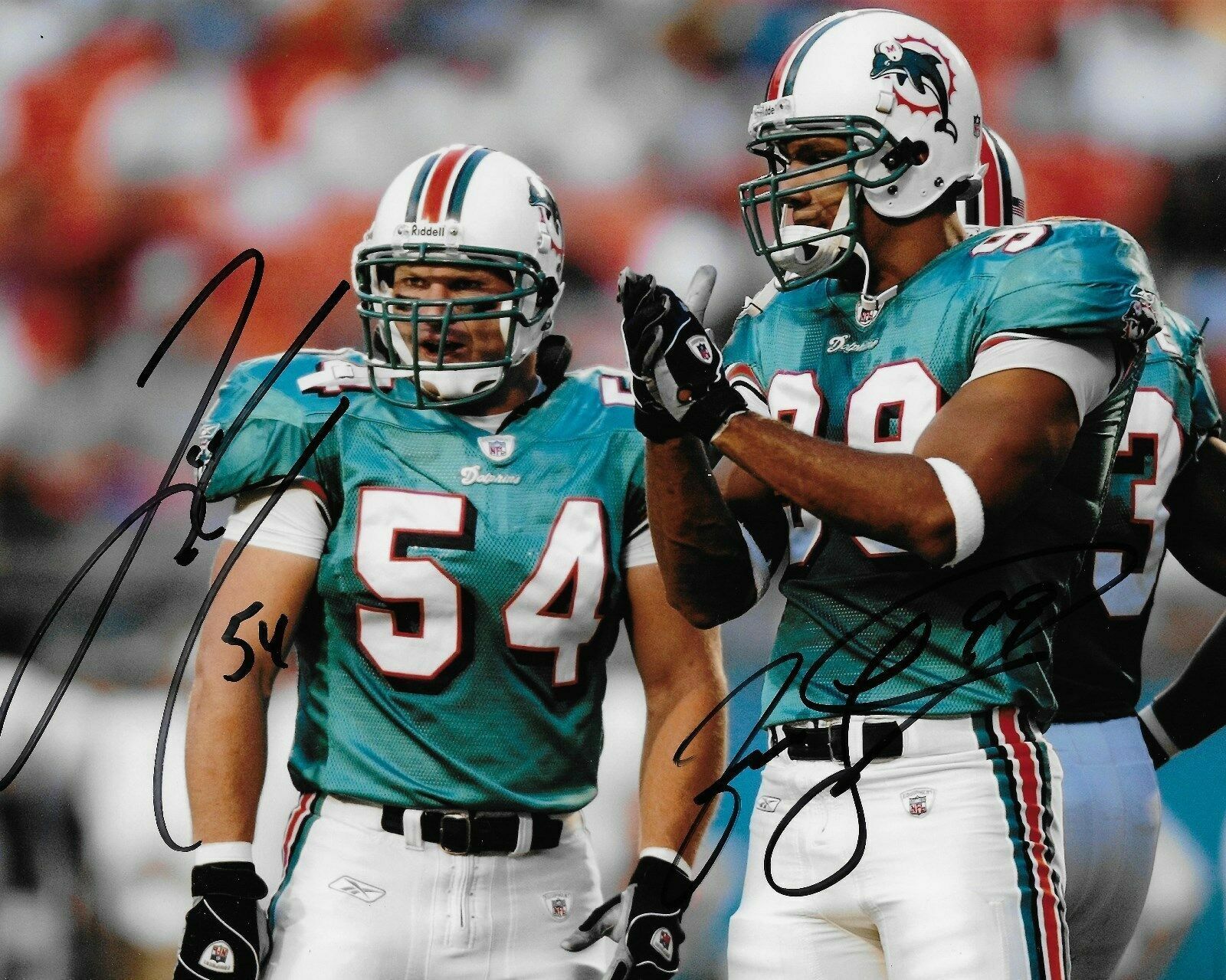 Zach Thomas / Jason Taylor Autographed Signed 8x10 Photo Poster painting ( Dolphins ) REPRINT