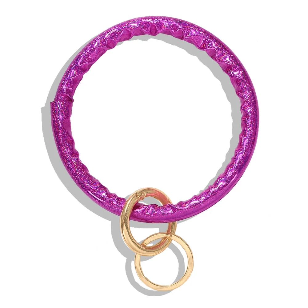 Dvacaman Hot Sale Big O Shaped Silicone Loop Wrist Key Ring Keychain with Gold O Clasp Round Key Wrist Strap Accessory Wholesale