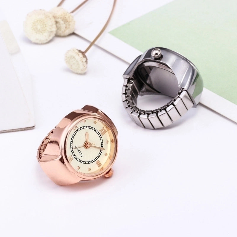 Casual Novelty Round Single Folding Buckle Ring Table Quartz Women’s Watches