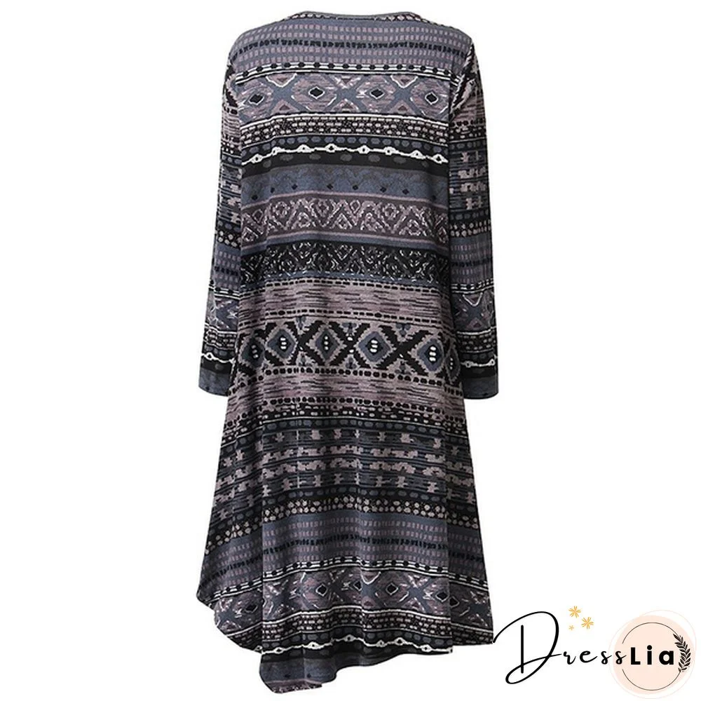 3 Colors Womens Vintage Boho Long Sleeve Floral Kaftan Baggy Maxi Dress Vestidos Plus Size S-5XL