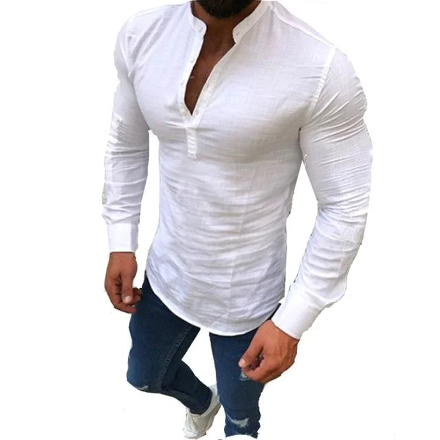 Mens Shirt Blouse Brief Breathable Comfy Solid Color Long Sleeve Loose Casual Plus Size Shirt Blouse