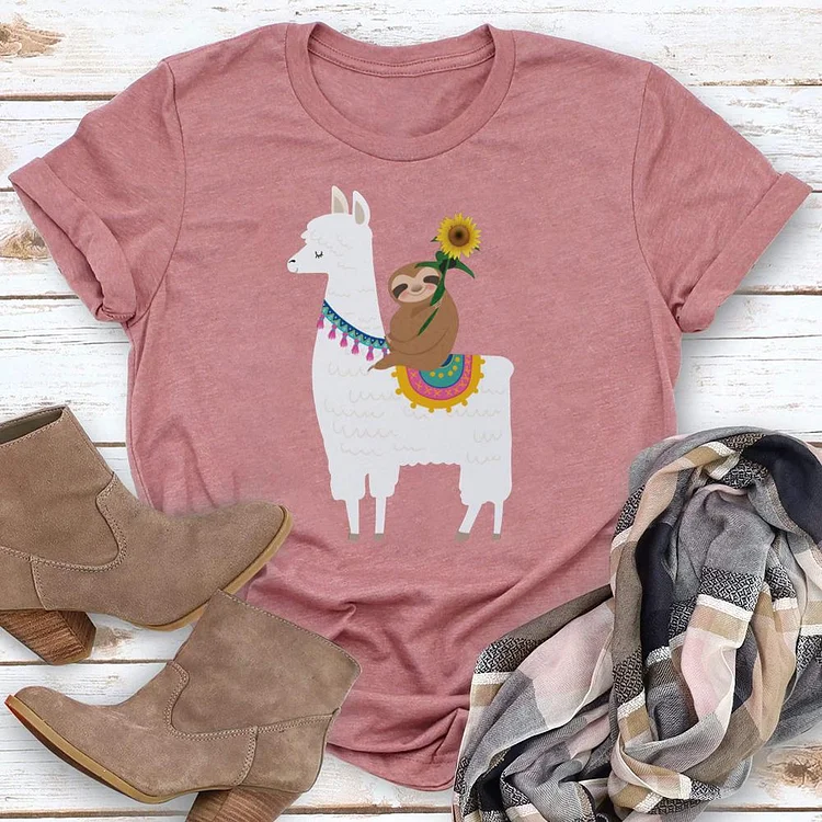 Sloth riding a Llama T-shirt Tee-04786