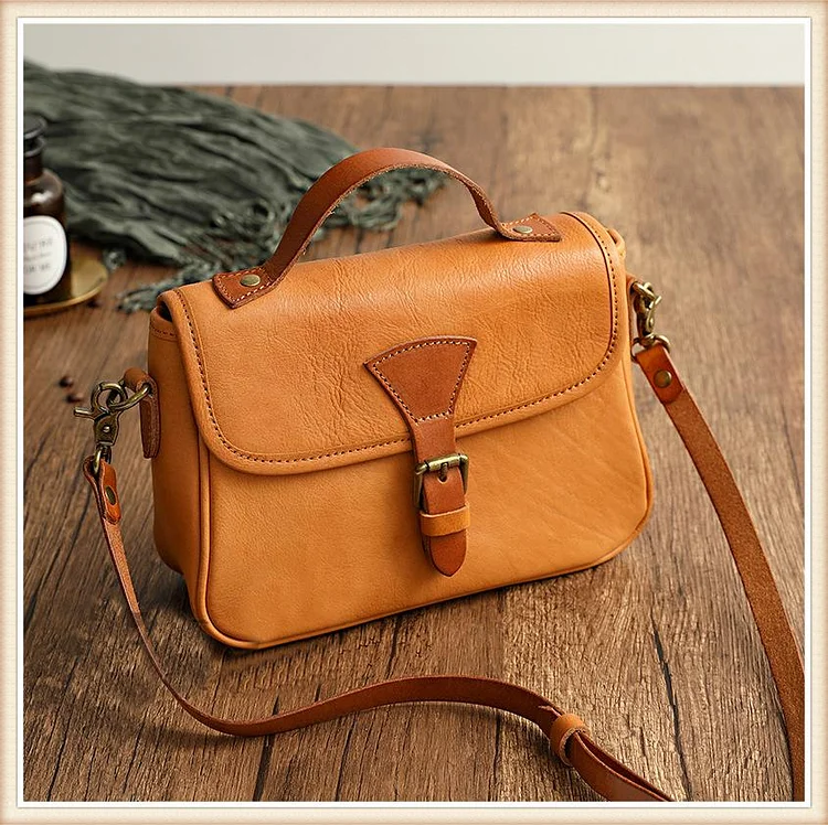 Ladies Retro Diagonal Handmade Leather Handbag